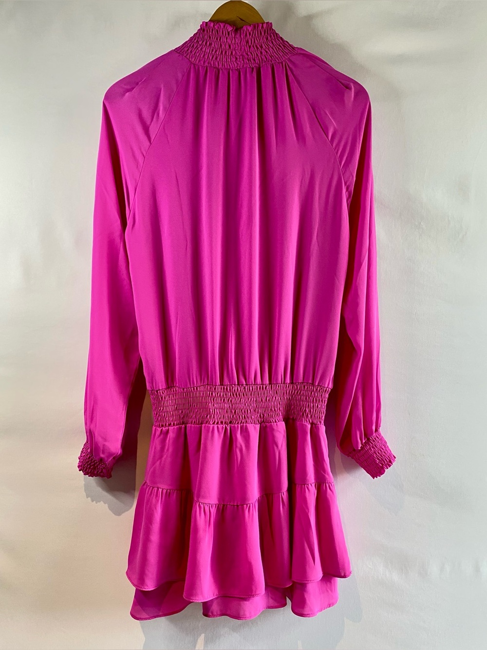 Krisa Turtleneck Ruffle Skirt Dress featuring a smocked high neck and waist - Picture 3 of 9